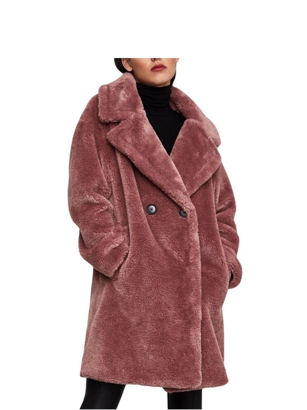 BCBGMaxAzria Dusty Rose Faux Teddy Coat